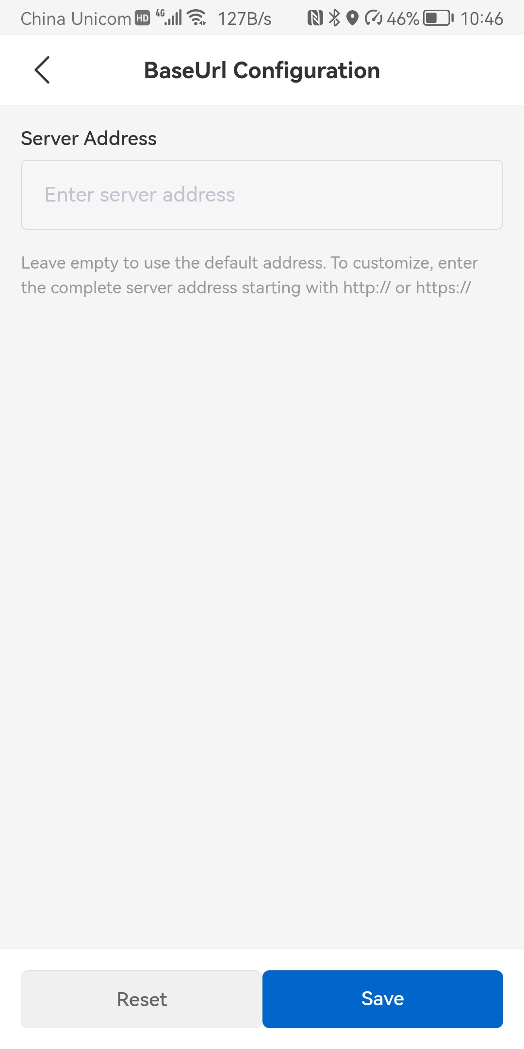 Configure server URL